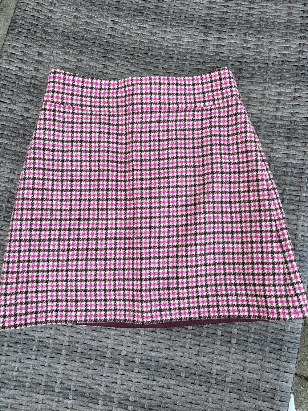 J. Crew Pink and Black Houndstooth Mini Skirt